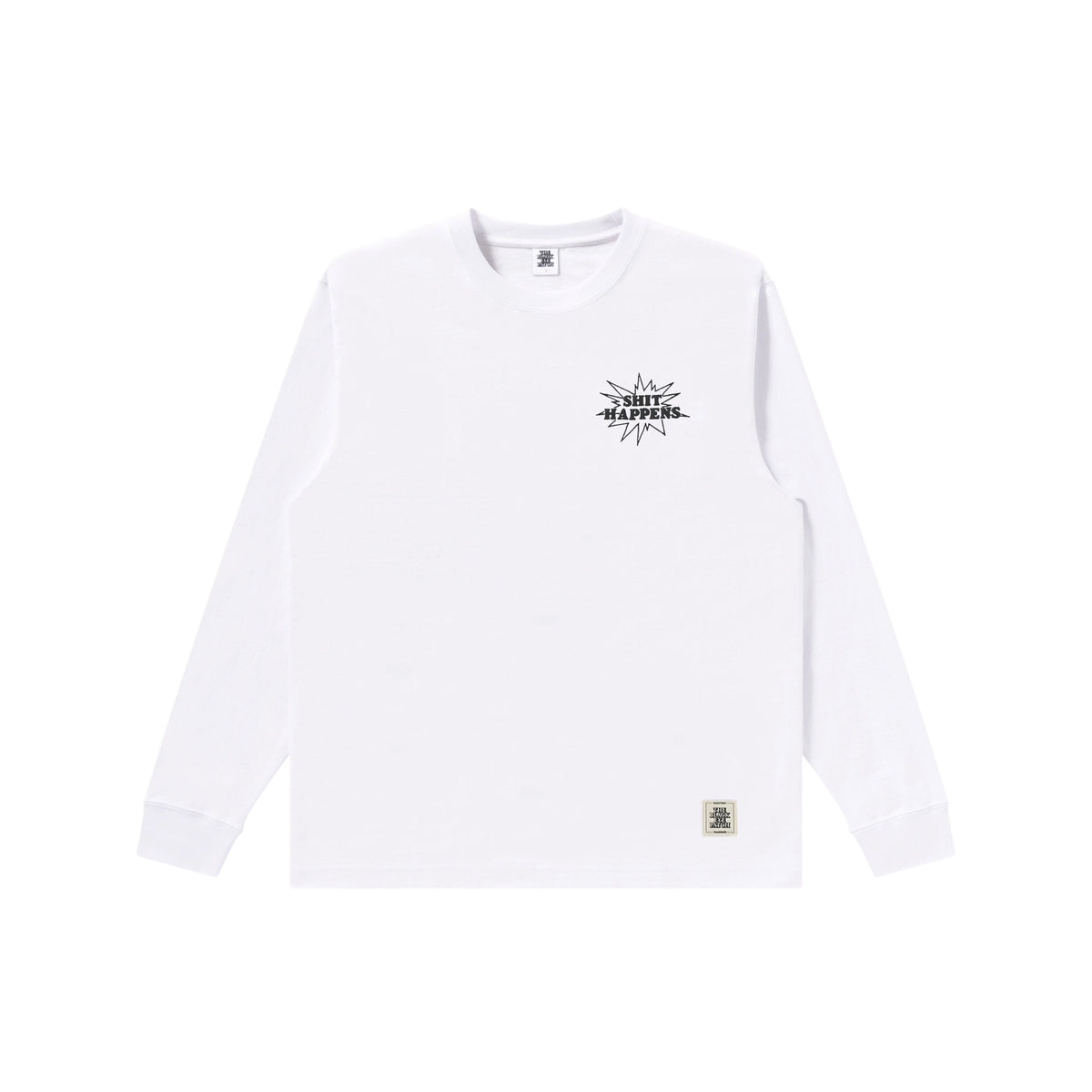 SHIT HAPPENS L/S TEE WHITE – BlackEyePatch
