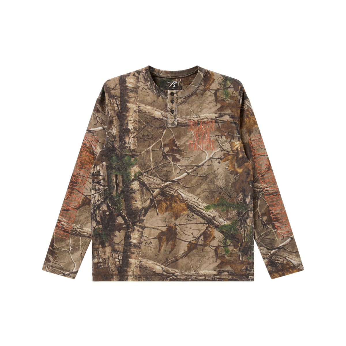 STENCIL LOGO HENLEY NECK L/S TEE MULTI – BlackEyePatch