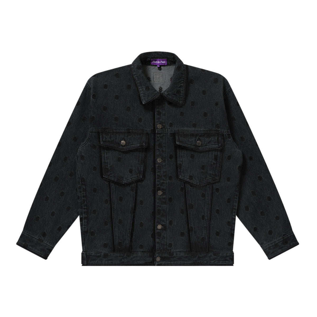 DOLLAR SIGN PATTERNED DENIM JACKET BLACK – BlackEyePatch