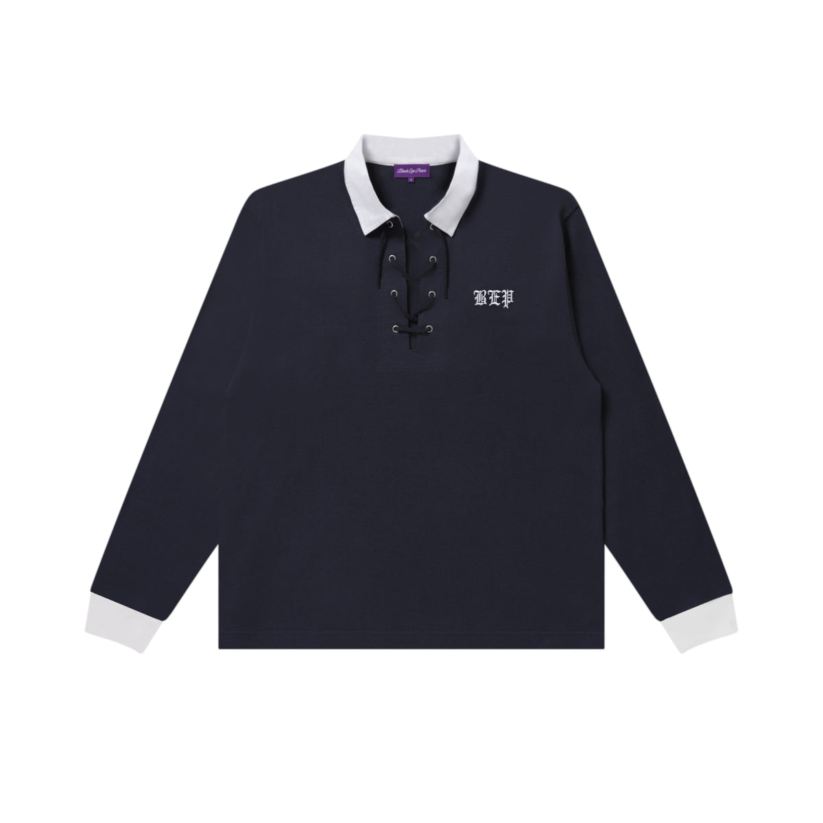 OE JAPAN FLAG LACE UP POLO NAVY – BlackEyePatch