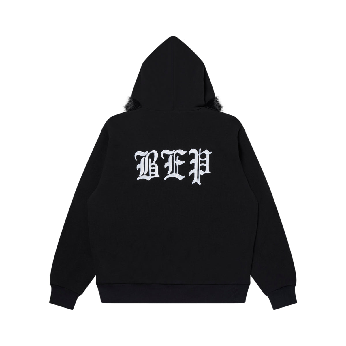 3 LETTER OE FUR HOODED ZIP HOODIE BLACK – BlackEyePatch