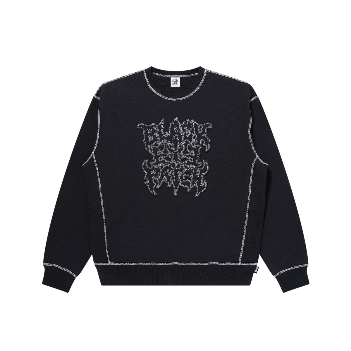 METAL LOGO STITCHED CREW SWEAT BLACK/WHITE – BlackEyePatch