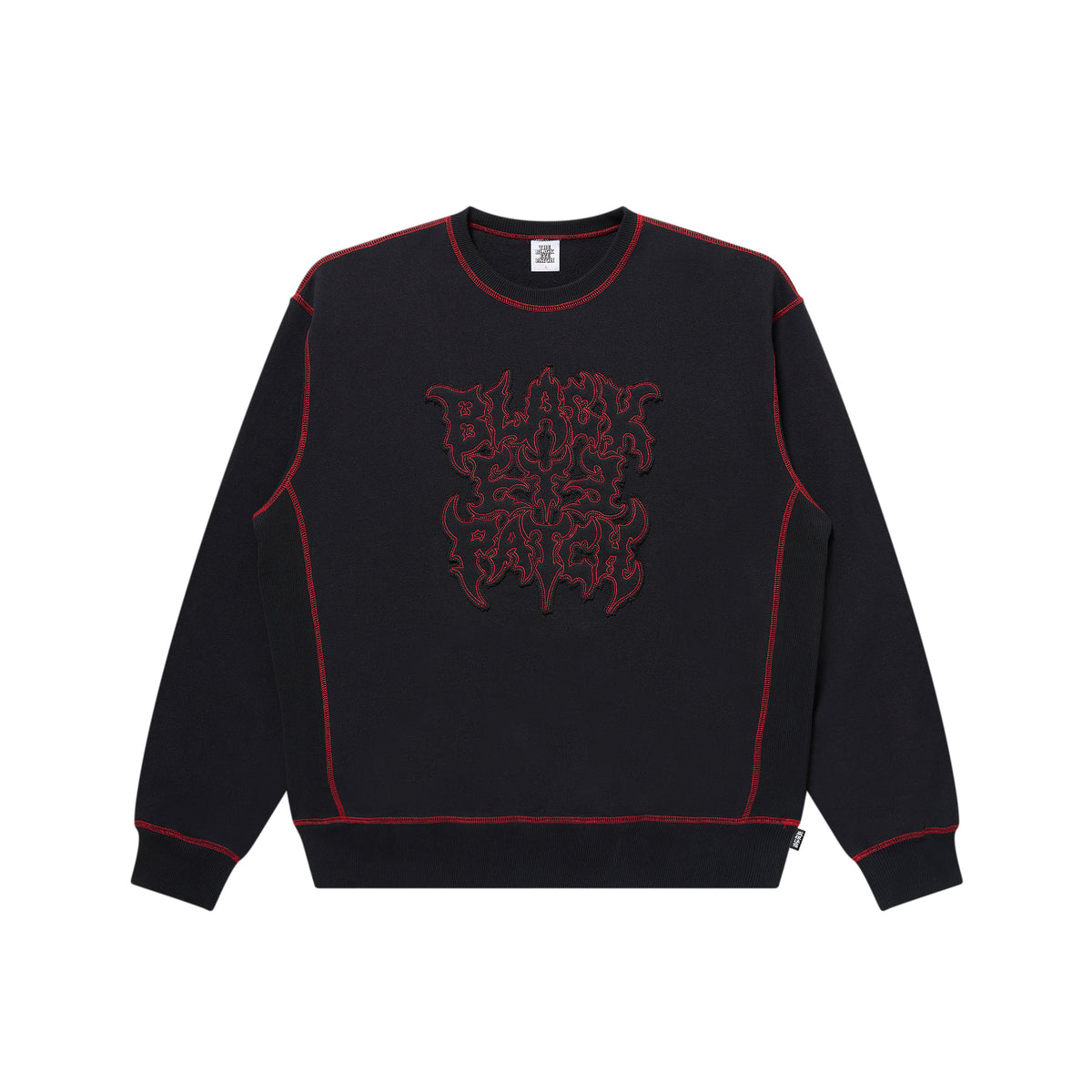 METAL LOGO STITCHED CREW SWEAT BLACK/RED – BlackEyePatch