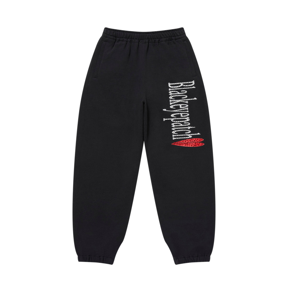 RHINESTONED HEARTBREAK LOGO SWEAT PANTS BLACK – BlackEyePatch