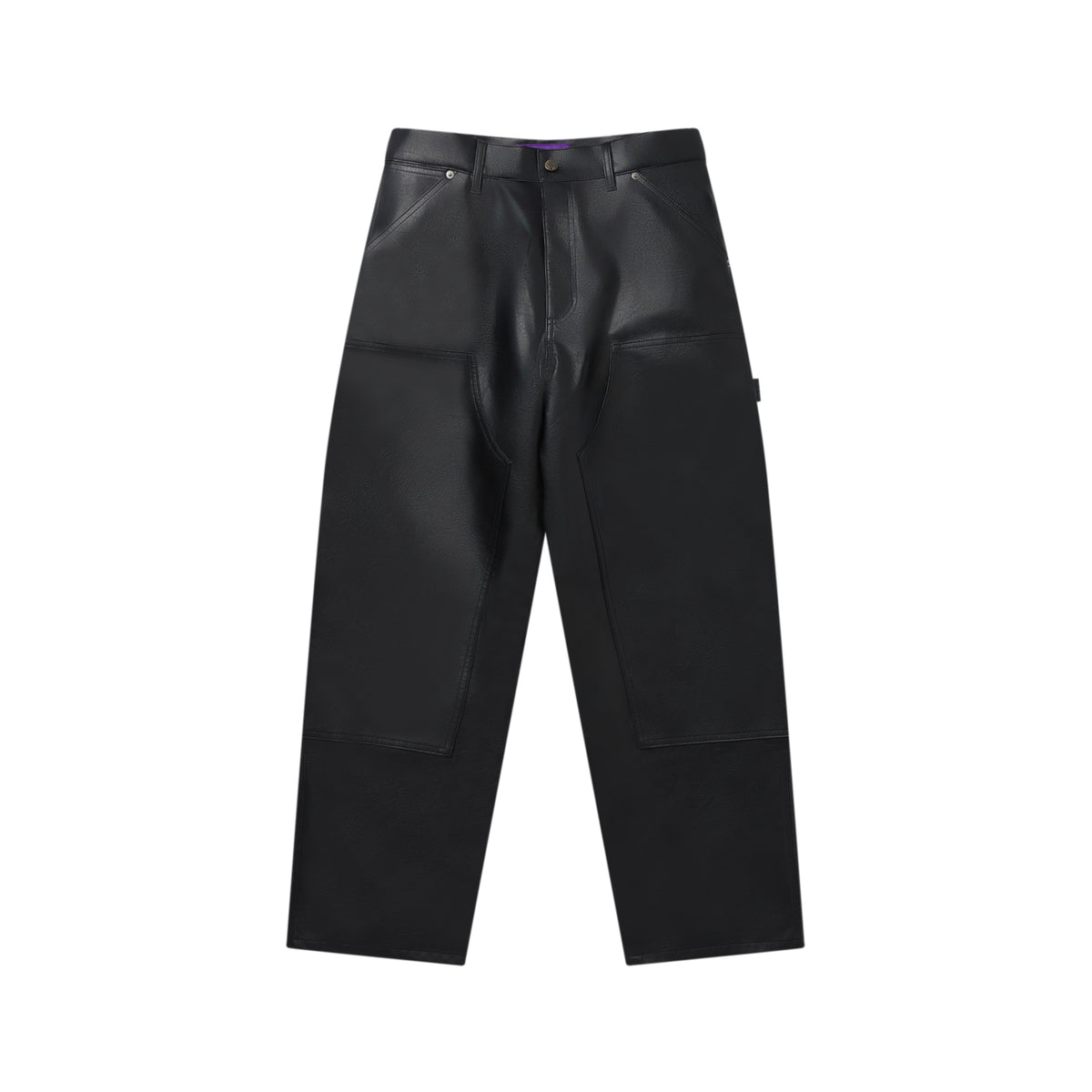 FAUX LEATHER EXTRA BAGGY DOUBLE KNEE PANTS BLACK – BlackEyePatch