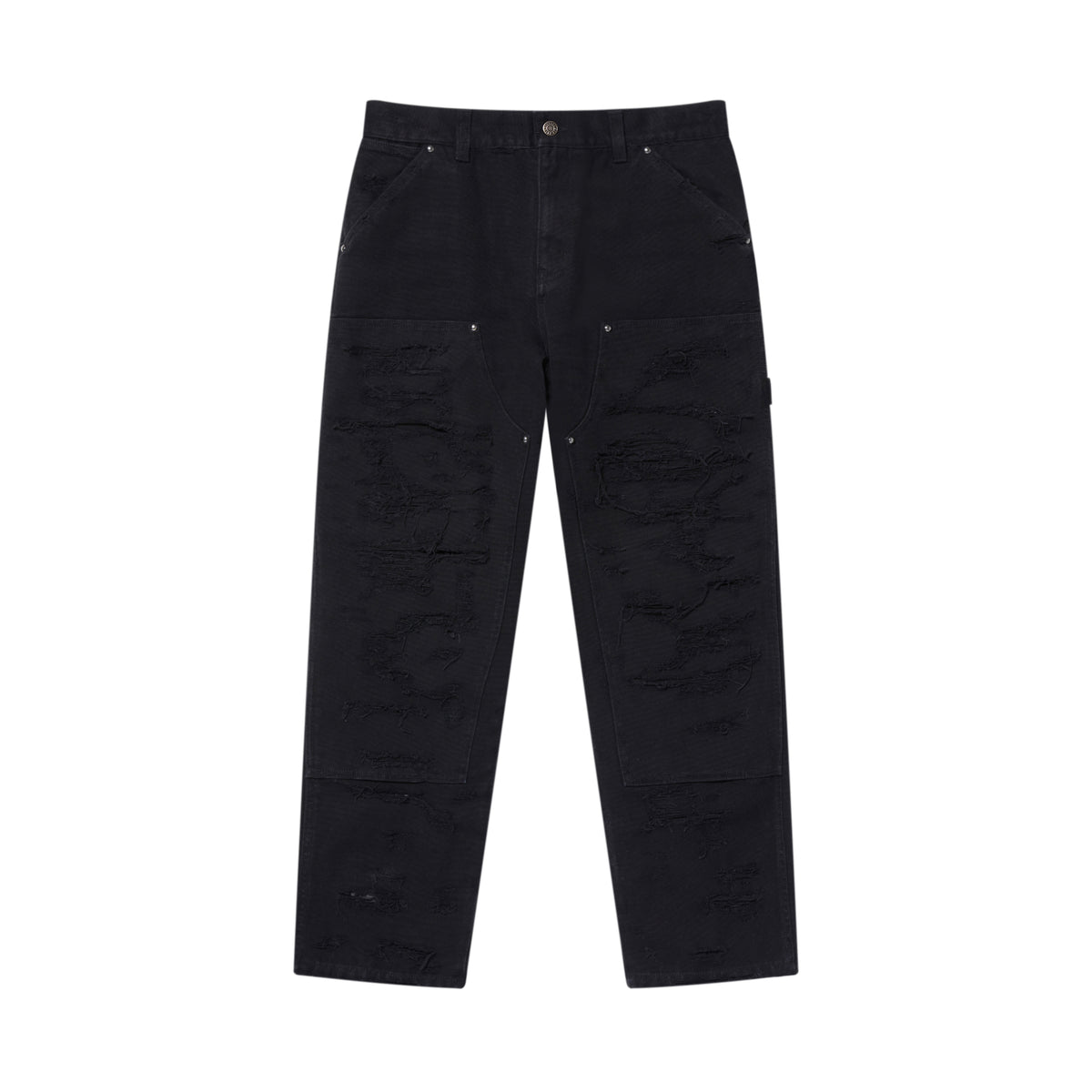 DESTROYED DOUBLE KNEE PAINTER PANTS BLACK – BlackEyePatch