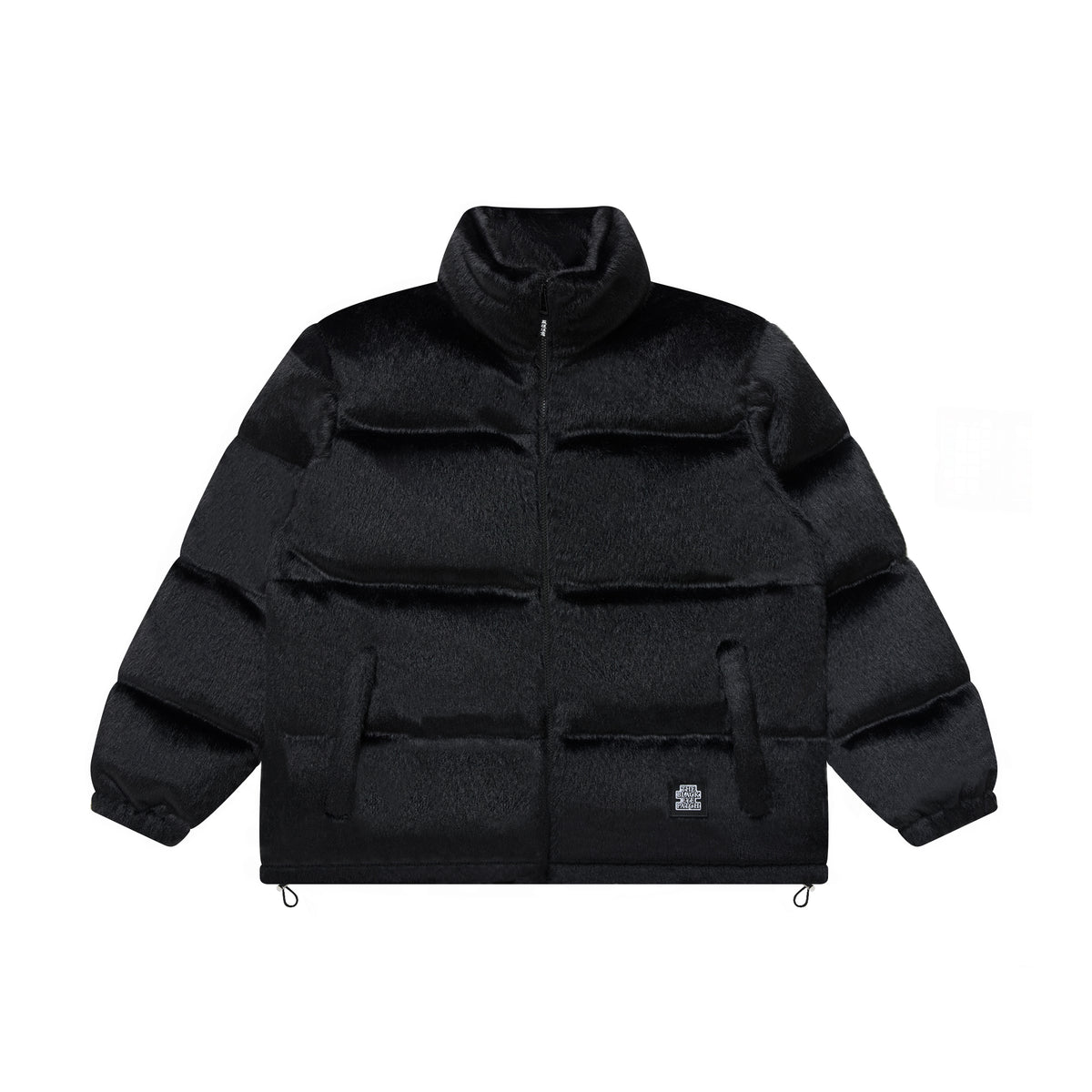 OG LABEL FAUX FUR DOWN JACKET BLACK – BlackEyePatch