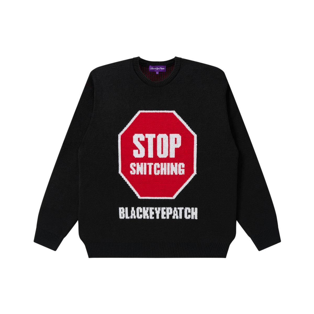 STOP SNITCHING KNITTED SWEATER BLACK – BlackEyePatch