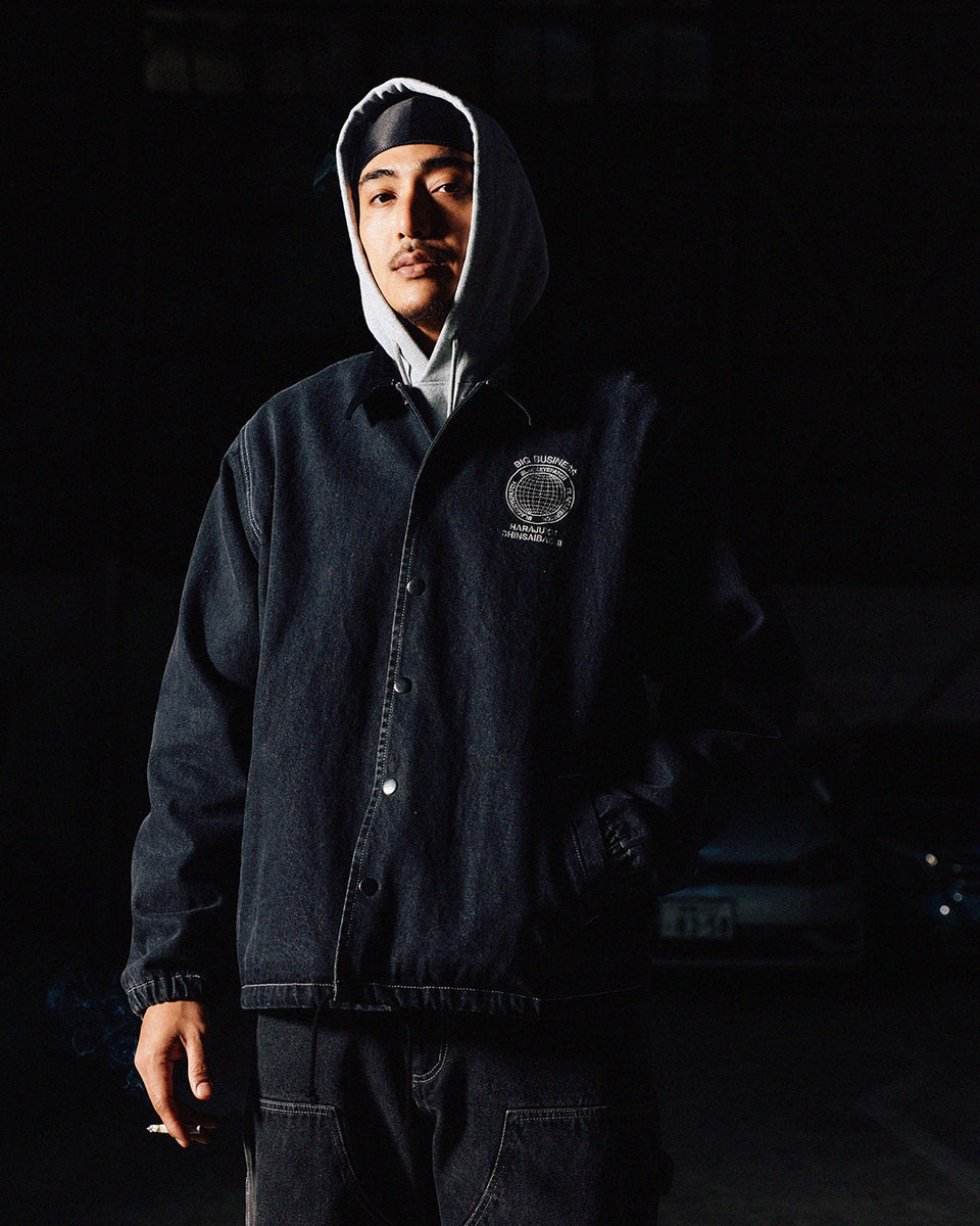 Blackeyepatch / BIG BUSINE00SS FLAGSHIPS DENIM COACH JACKET/XL/コットン/BLK Big Business Flagships Denim Coach Jacket, Black – BlackEyePatch