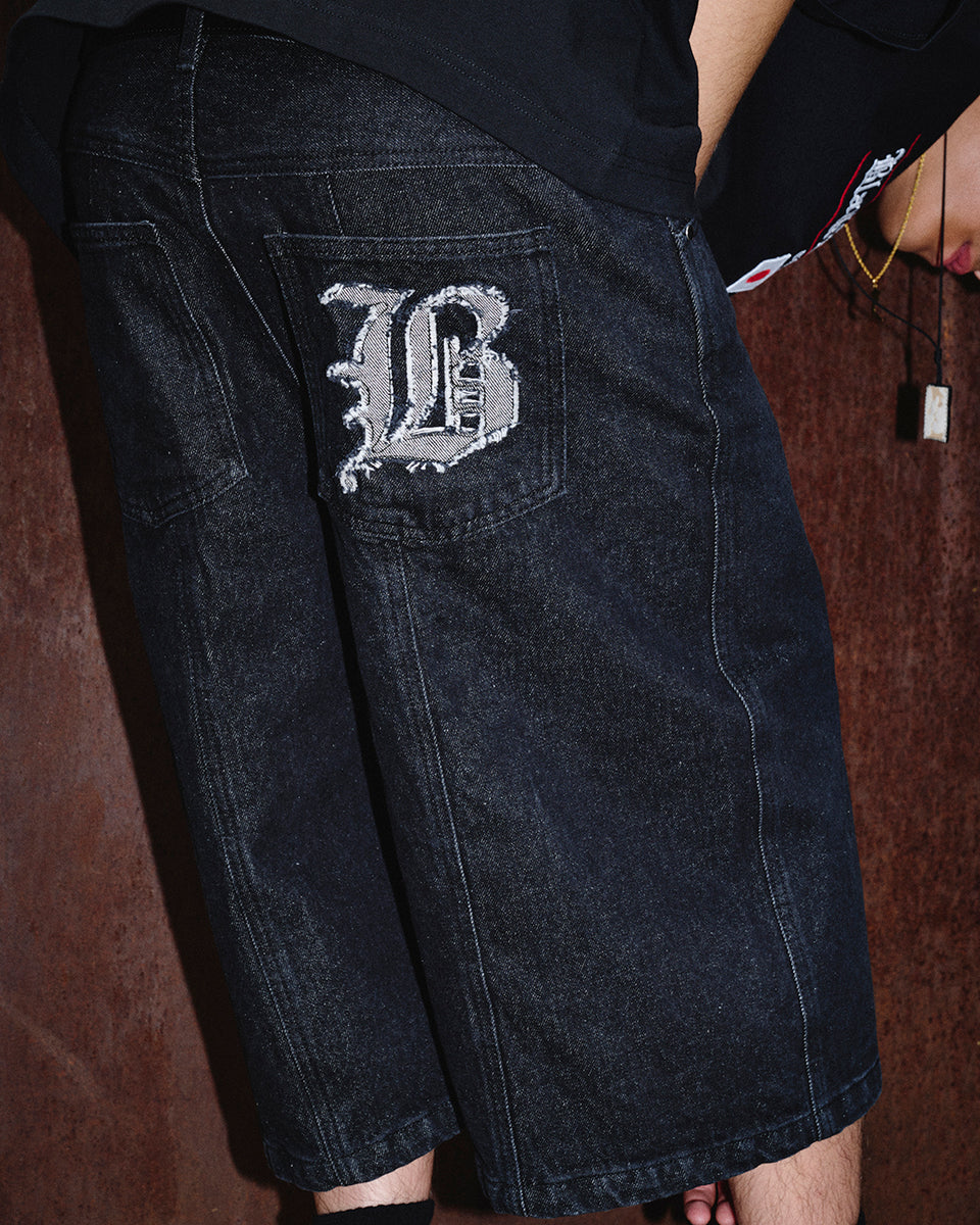 BIG B BAGGY DENIM SHORTS BLACK – BlackEyePatch