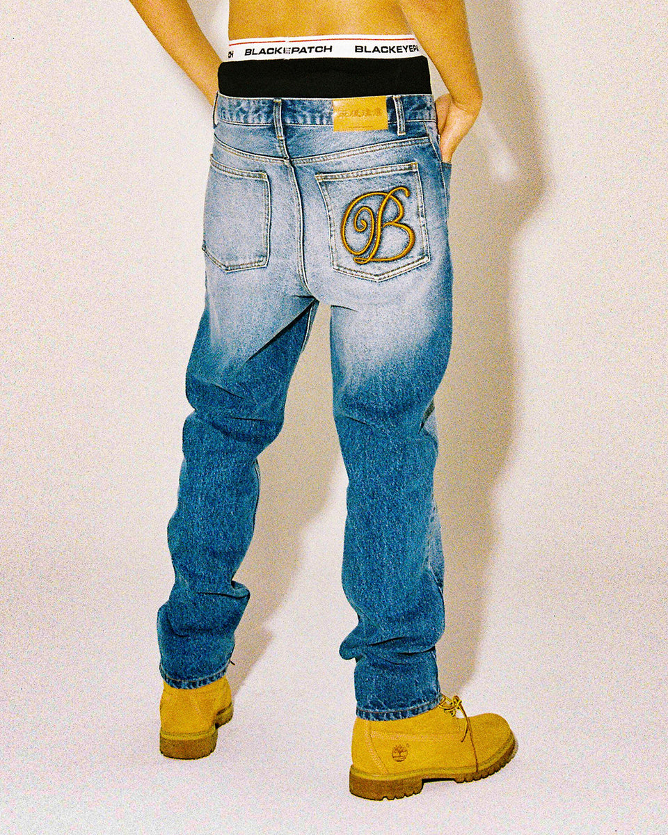 B EMBLEM SLIM FIT JEANS デニムパンツ　ブラックアイパッチ B EMBLEM SLIM FIT JEANS INDIGO – BlackEyePatch