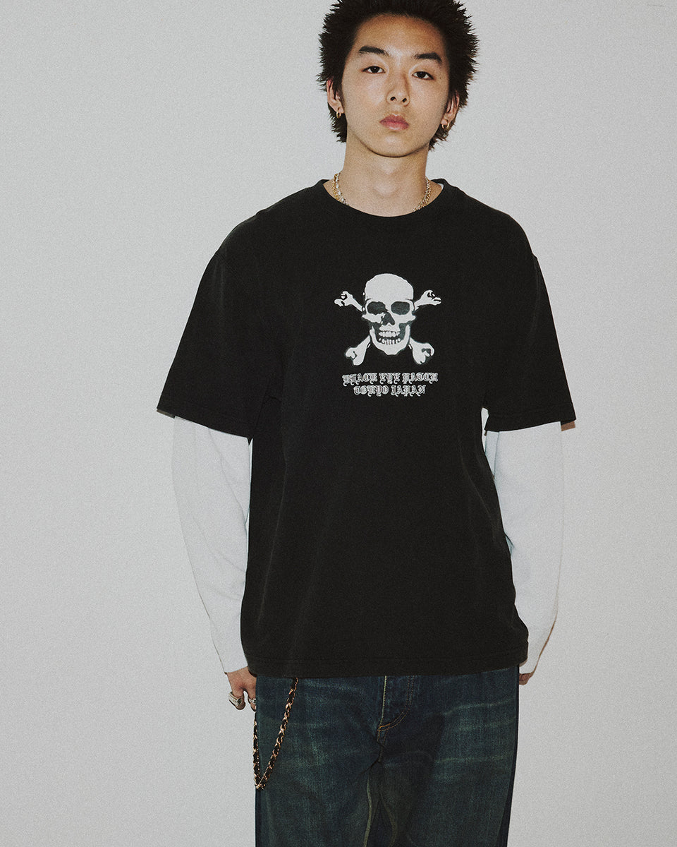CROSSBONES LAYERED THERMAL L/S TEE BLACK/WHITE – BlackEyePatch