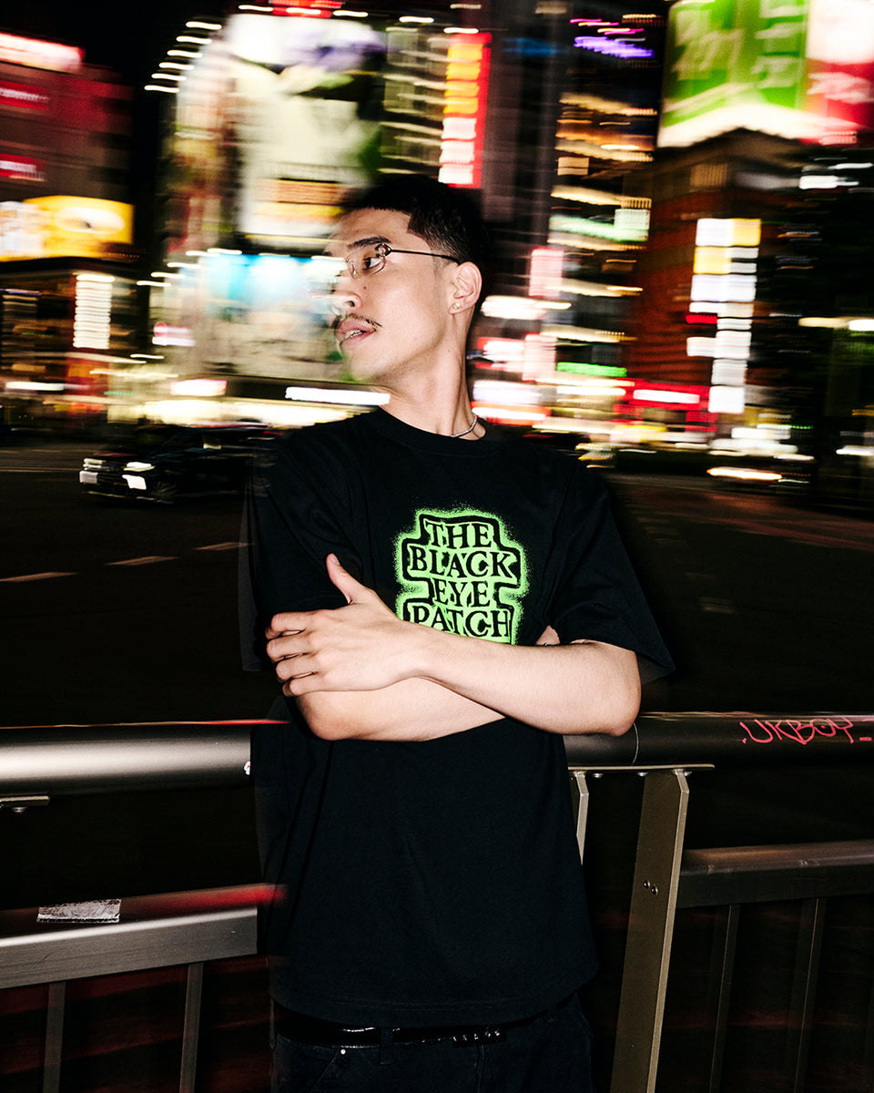 GLOW IN THE DARK SPRAYED OG LABEL TEE BLACK – BlackEyePatch