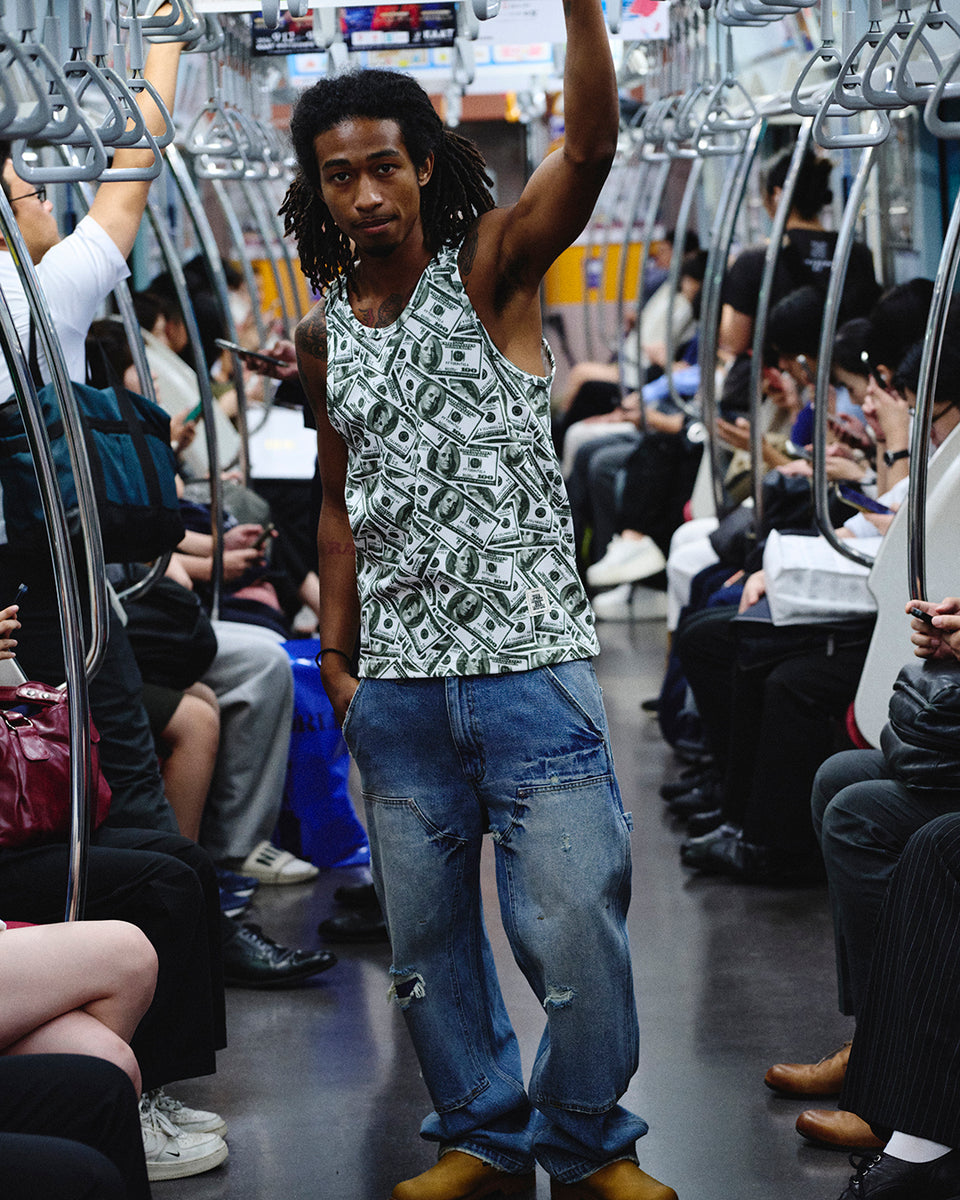 HUNDREDS PATTERNED THERMAL TANK TOP – BlackEyePatch