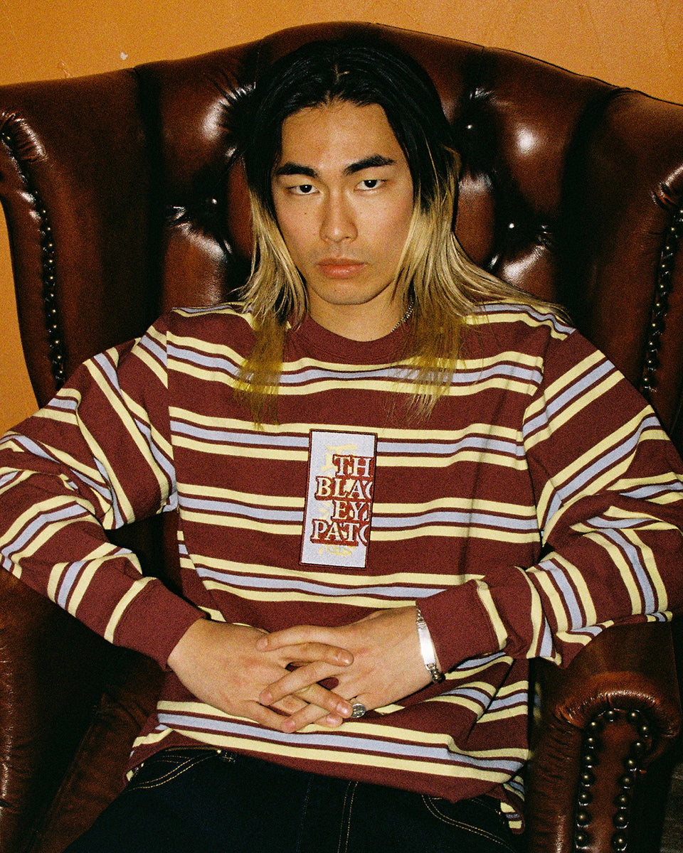 HWC LABEL STRIPED HEAVYWEIGHT L/S TEE – BlackEyePatch