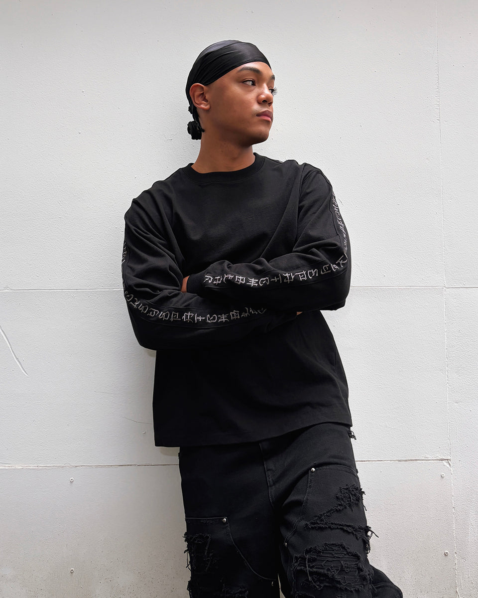 KANJI TAPED HEAVYWEIGHT L/S TEE BLACK – BlackEyePatch