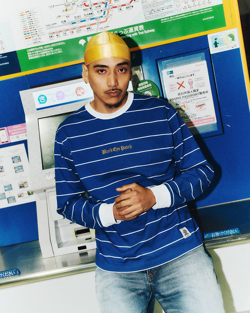 OE LOGO EMBROIDERED STRIPED L/S TEE – BlackEyePatch