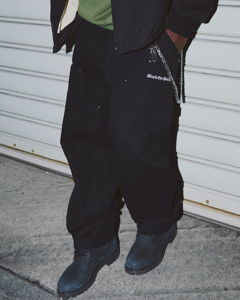 OE LOGO DOUBLE KNEE DUCK PANTS BLACK – BlackEyePatch