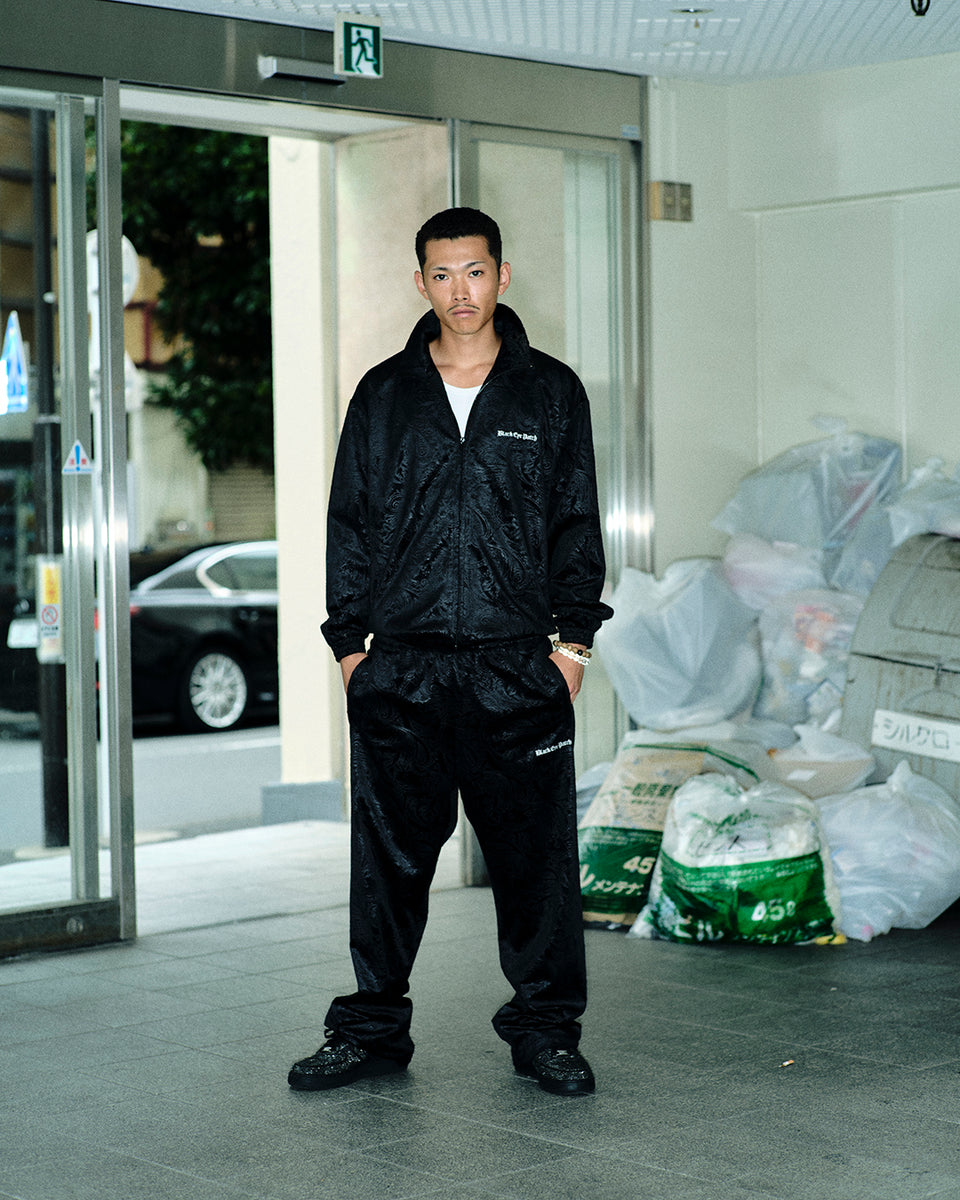 PAISLEY EMBOSSED TRACK PANTS BLACK – BlackEyePatch