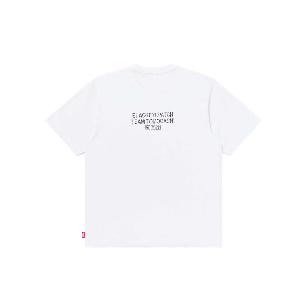 TEAM TOMODACHI LABEL RHINESTONE TEE WHITE – BlackEyePatch