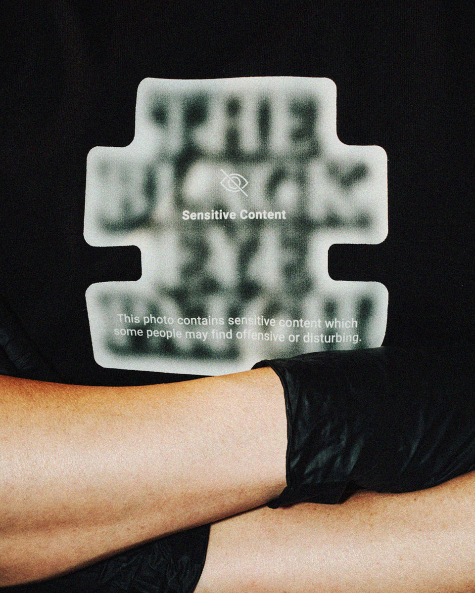 SENSITIVE CONTENT OG LABEL TEE HEATHER GRAY – BlackEyePatch