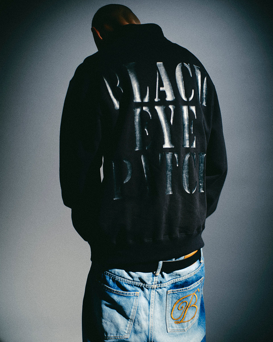 STENCIL LOGO HALF ZIP PULLOVER BLACK – BlackEyePatch