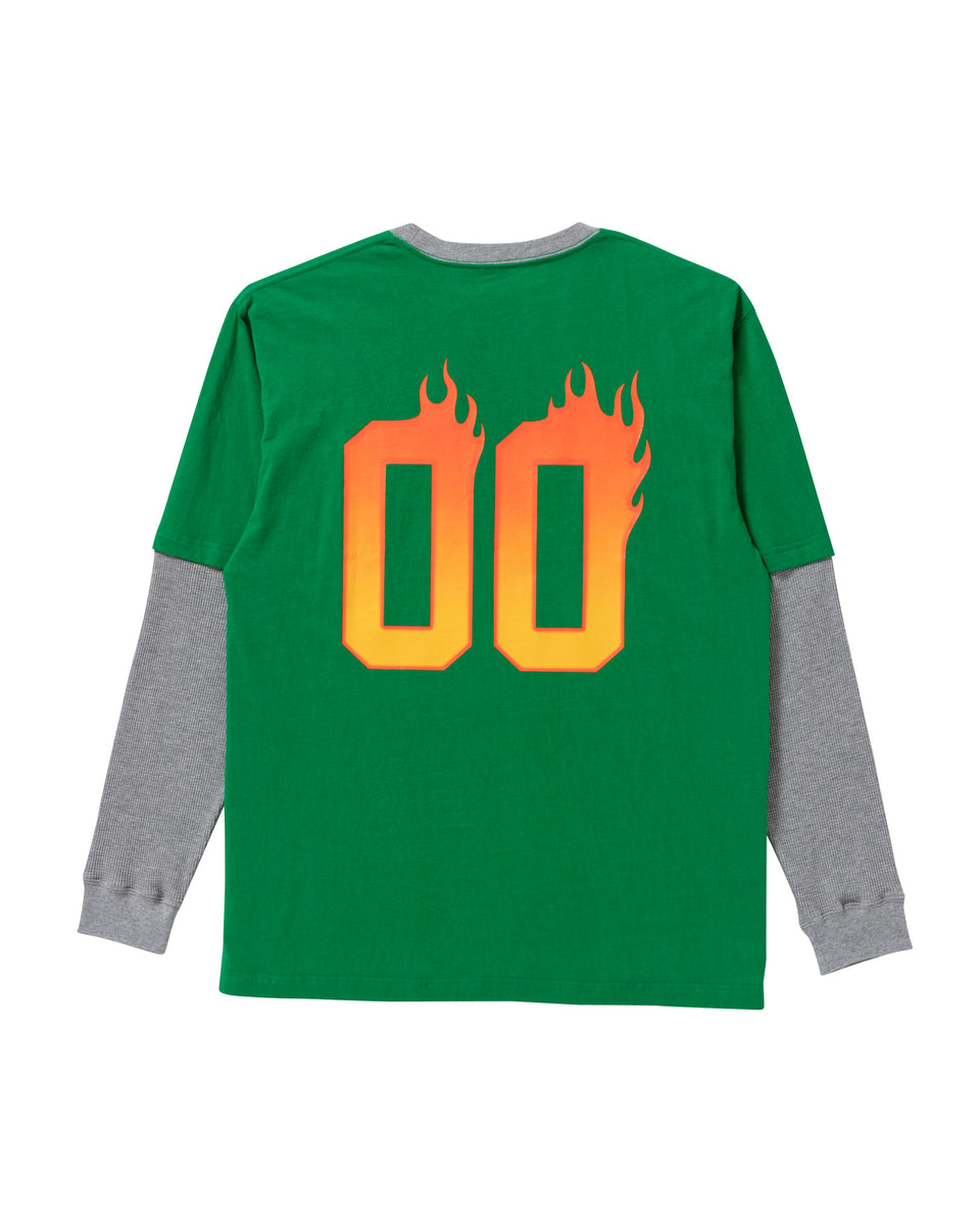 FLAMES LAYERED L/S TEE GREEN – BlackEyePatch