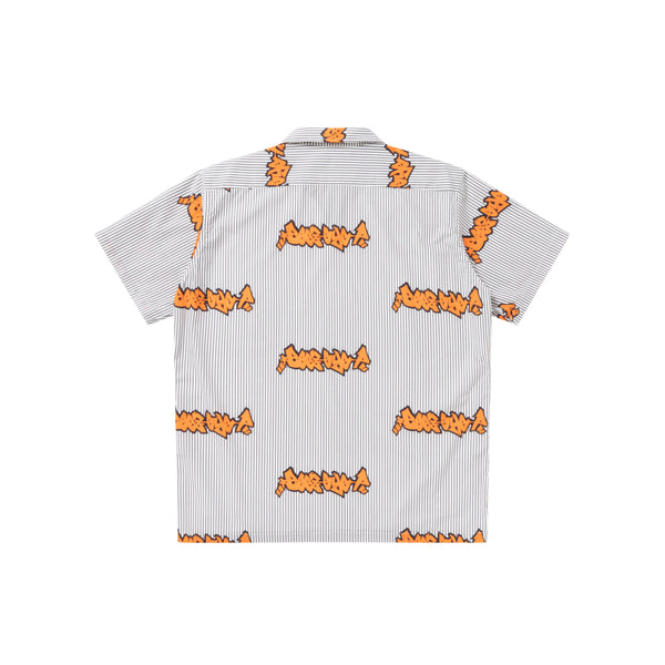 BEEZ-EYE-P Striped Open Collar Shirt, Black