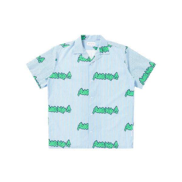 BEEZ-EYE-P Striped Open Collar Shirt, Blue