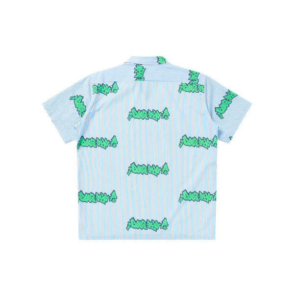 BEEZ-EYE-P Striped Open Collar Shirt, Blue