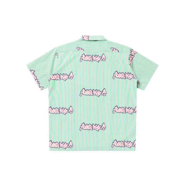 BEEZ-EYE-P Striped Open Collar Shirt, Green