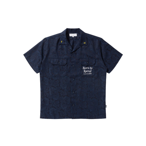 BORN TO $PEND Short Sleeve Shirt, Navy