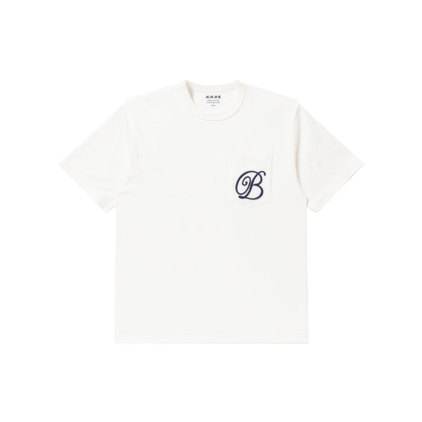 B Emblem Script Pocket Tee (White)