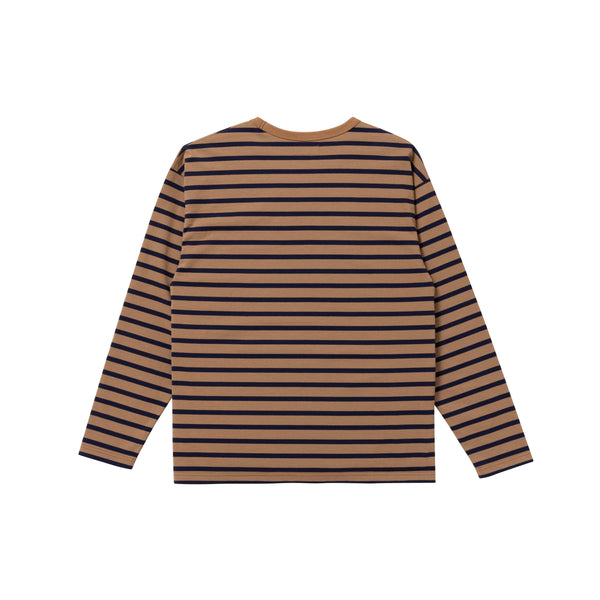 OG LABEL BORDERED L/S TEE BROWN / NAVY
