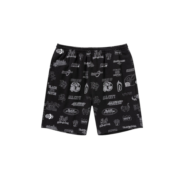 SKETCHED LOGOS SWEAT SHORTS BLACK