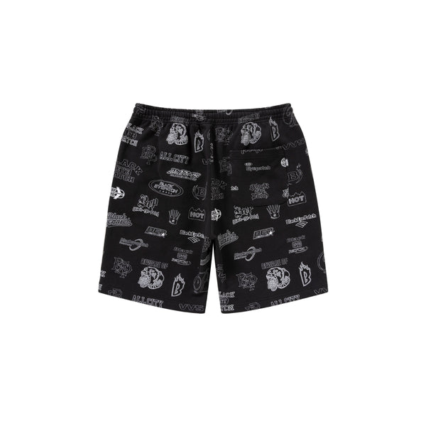 SKETCHED LOGOS SWEAT SHORTS BLACK