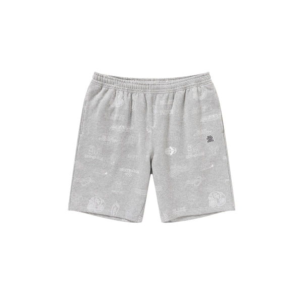 SKETCHED LOGOS SWEAT SHORTS HEATHER GRAY