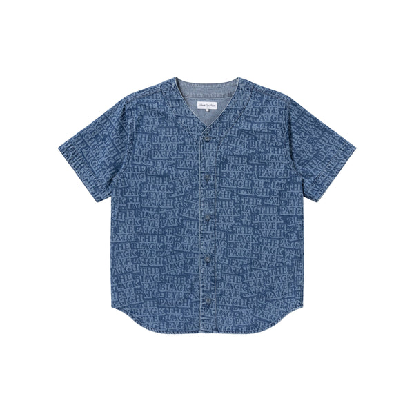 Sticker Covered Denim Baseball Shirts, Indigo
