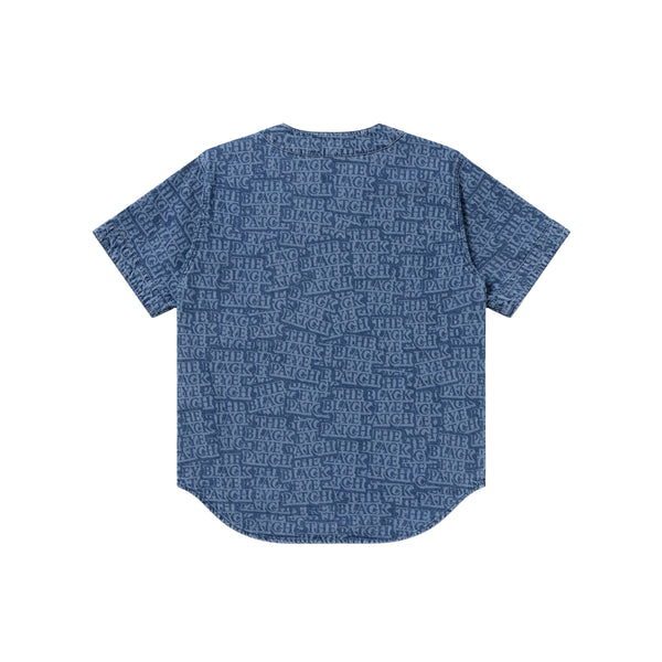 Sticker Covered Denim Baseball Shirts, Indigo