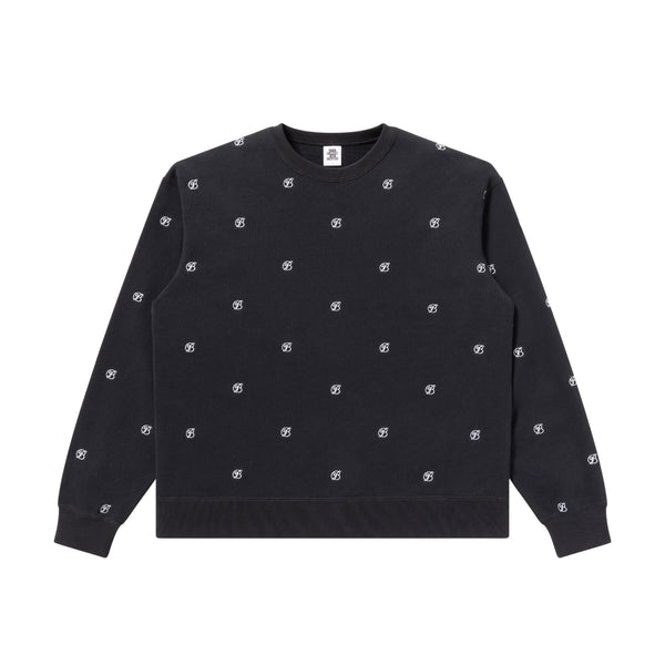 B EMBLEM PATTERNED CREW SWEAT BLACK