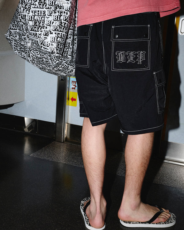 3 LETTER OE CARGO SWIM SHORTS BLACK