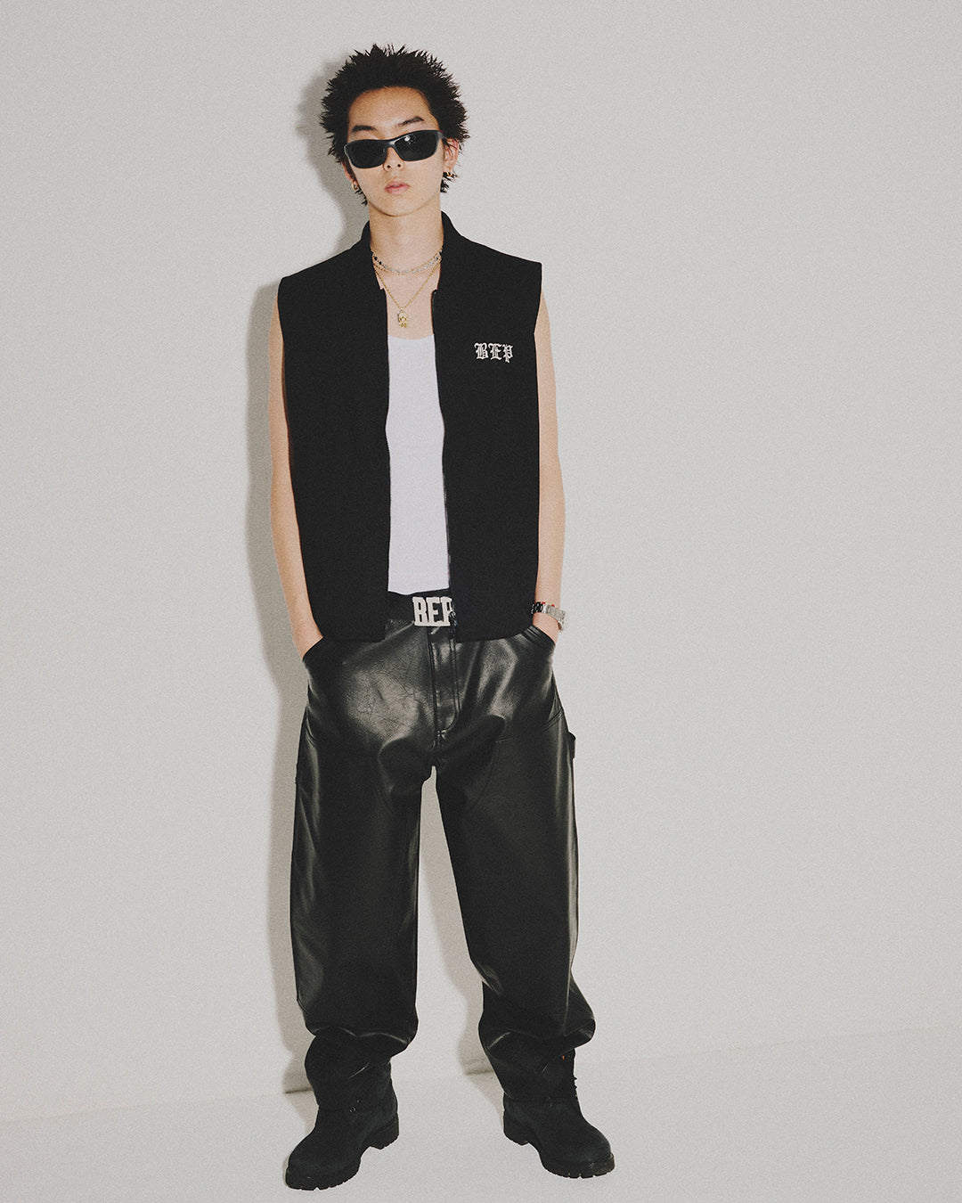 3 LETTER OE WASHED BIKER VEST BLACK – BlackEyePatch