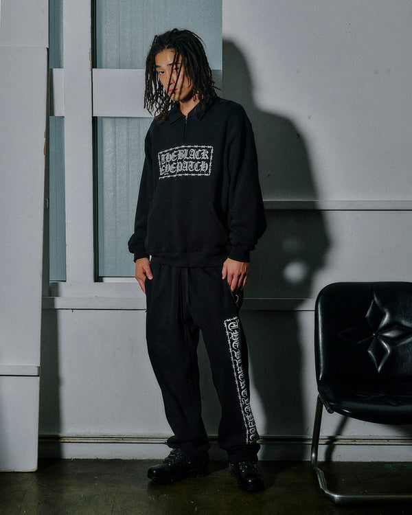 BARBED WIRE LOGO KOBE TERRY SWEAT PANTS BLACK