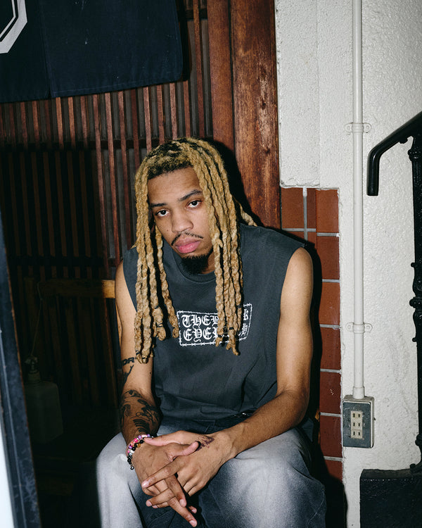 BARBED WIRE LOGO SLEEVELESS TEE WASHED BLACK