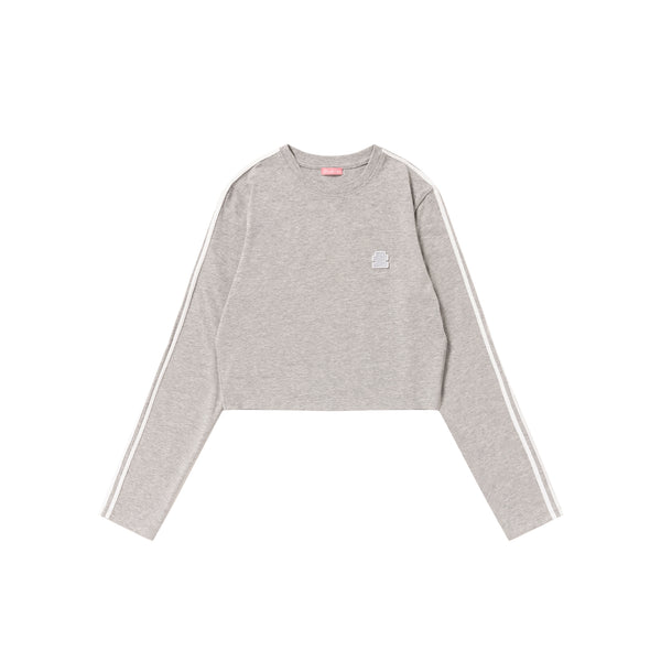 SMALL OG LABEL CROPPED L/S TEE HEATHER GRAY