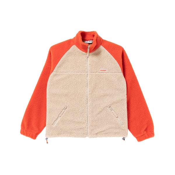 BEEZ-EYE-P Raglan Fleece Jacket, Beige / Red