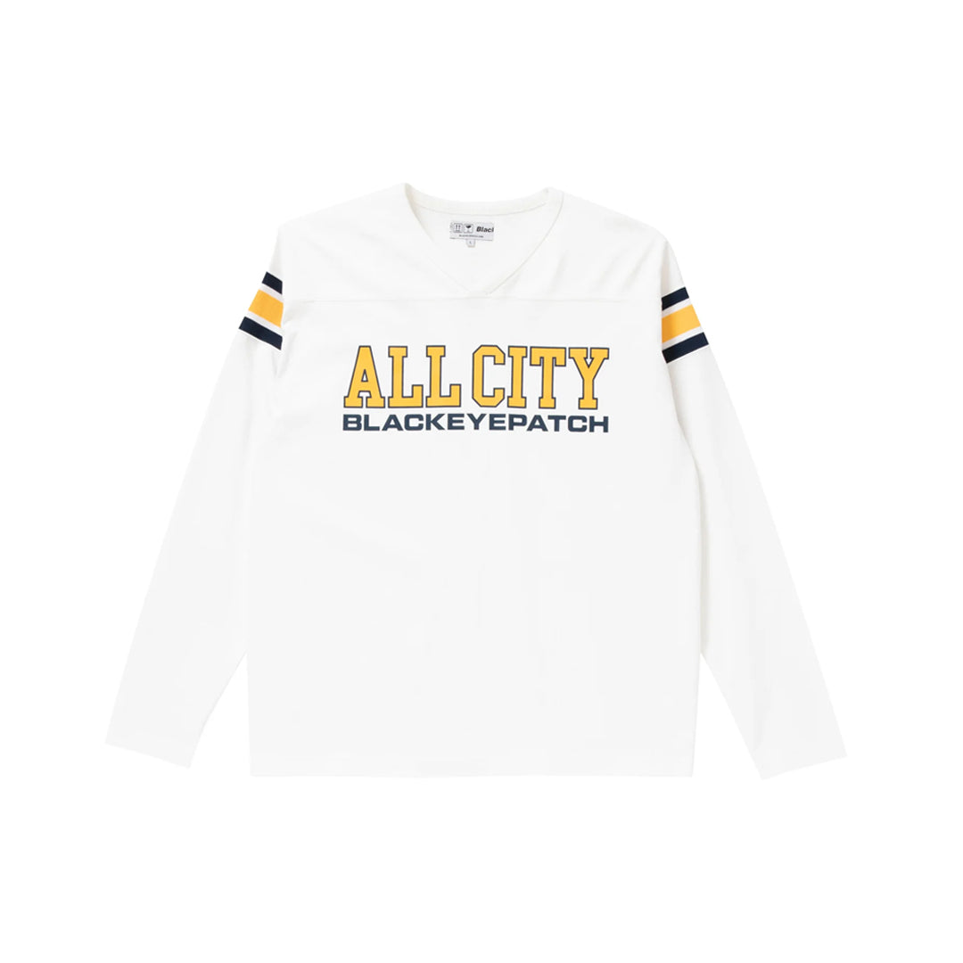 THE BLACK EYE PATCH / ALL CITY FOOTBALL HEAVY-WEIGHT TEE/長袖Tシャツ/M/bepfw21te01 ALL CITY FOOTBALL HEAVY-WEIGHT TEE WHITE – BlackEyePatch