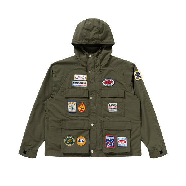 PATCHED LOGOS NYLON MOUNTAIN JACKET OLIVE