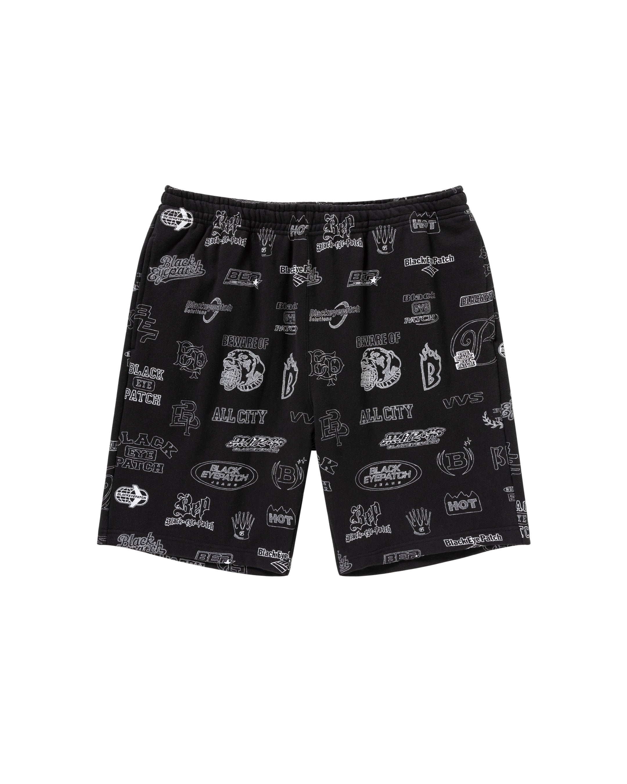 SKETCHED LOGOS SWEAT SHORTS BLACK – BlackEyePatch