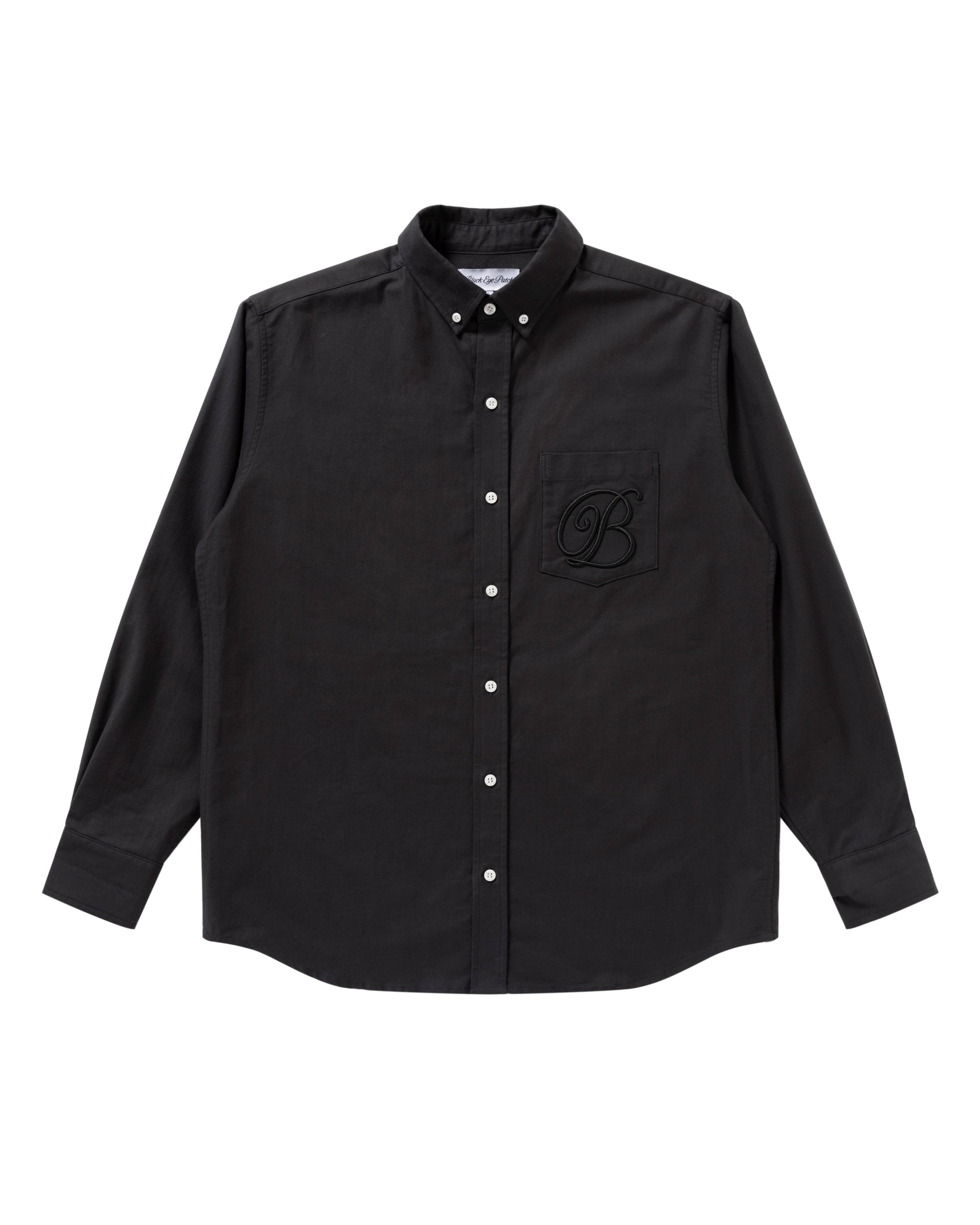 B EMBLEM OXFORD SHIRT BLACK – BlackEyePatch